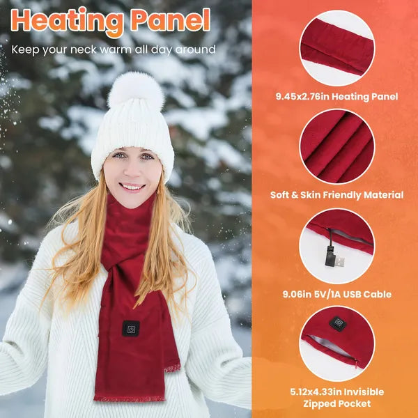 Electric Heated Winter Scarf USB Heating Neck Wrap Unisex Heated Neck Shawl Soft Warm Scarves With 3 Heating - image 3