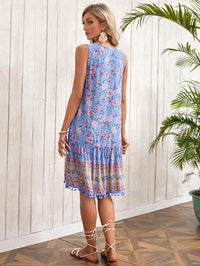 Holiday Spun Rayon Printed V-neck Dress For Women - image 3