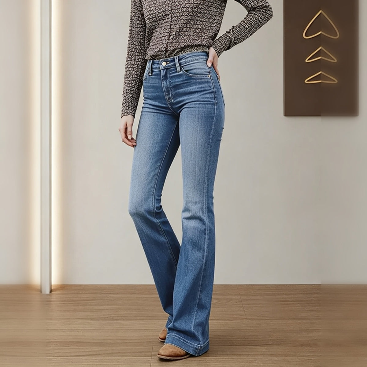 Medium Wash High-Waist Flare Jeans - image 3