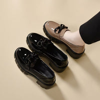 Leather Chunky Platform Loafers with Chain - image 1