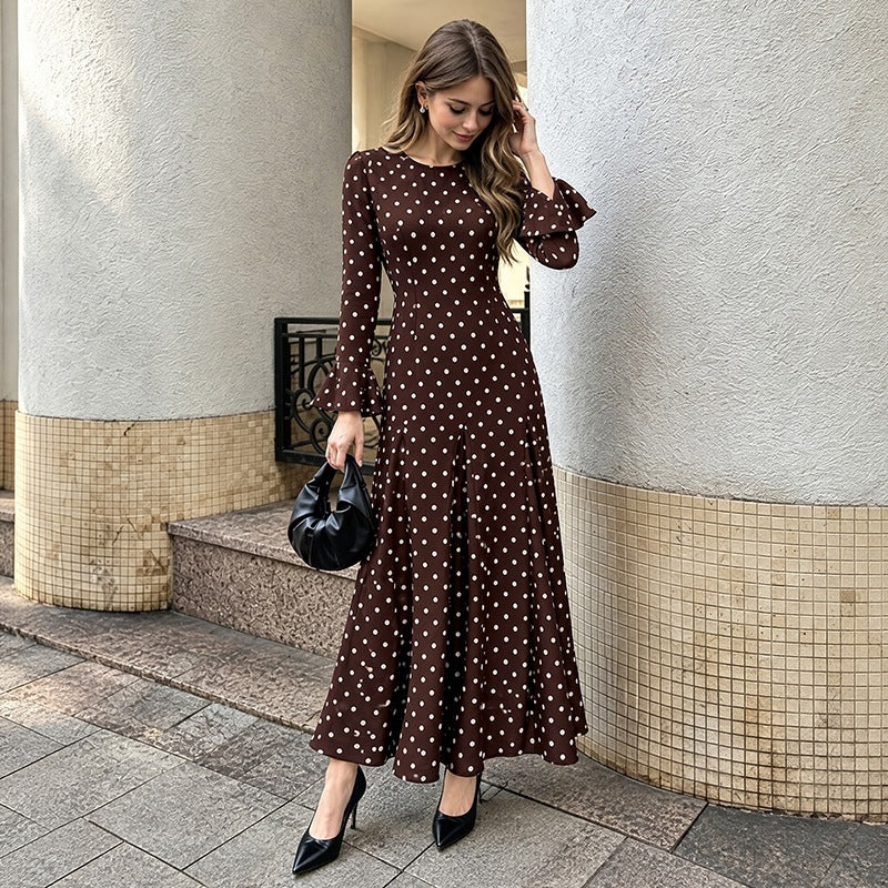 Bell Sleeve Polka Dot Belted Dress - image 4