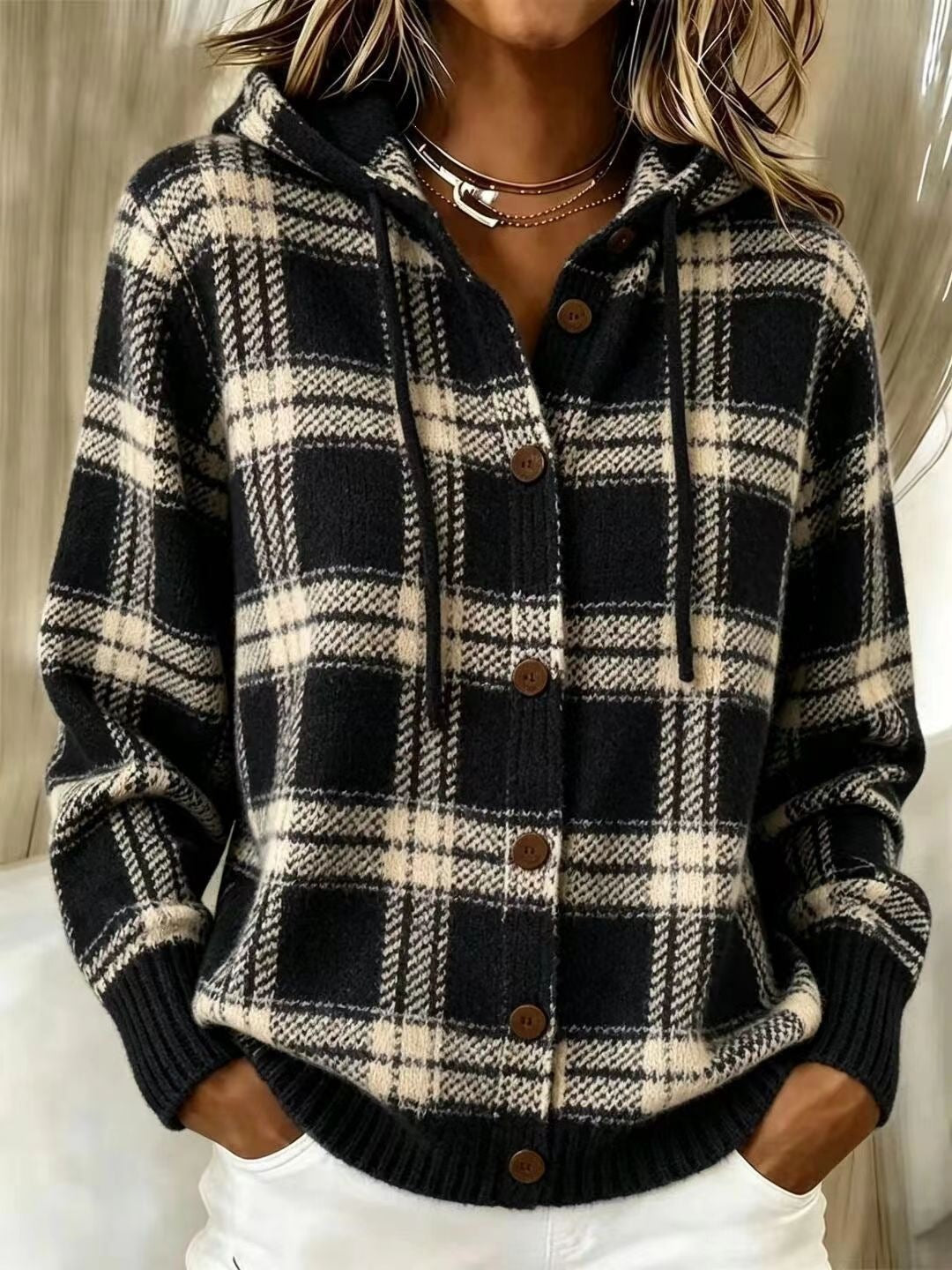 Women's Loose Hooded Sweater Cardigan - image 10