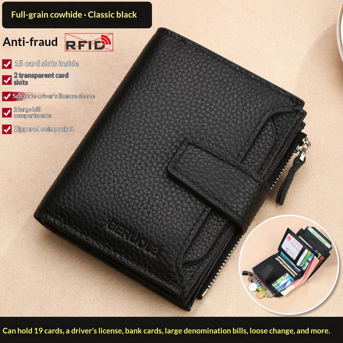Bifold Zip Coin Purse Wallet - image 7