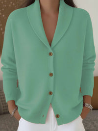 Women's Loose Knit Notch Lapel Long Sleeve Cardigan - image 11