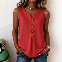 Women's Solid Color Casual V-neck Sleeveless Top - image 4