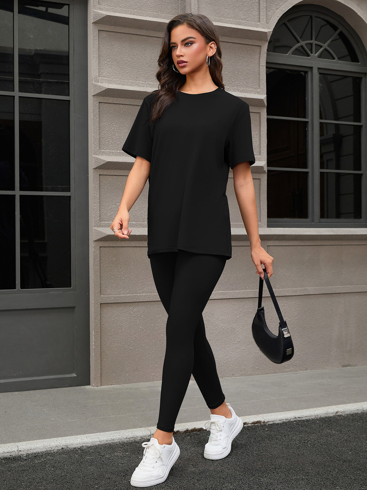 Women's 3 Piece Set, Short Sleeve Top, Shorts and Leggings - image 5