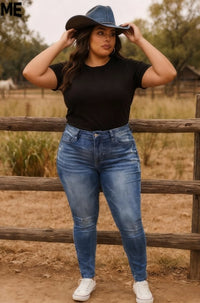 Jeans skinny de lavado claro, talla grande - image 4