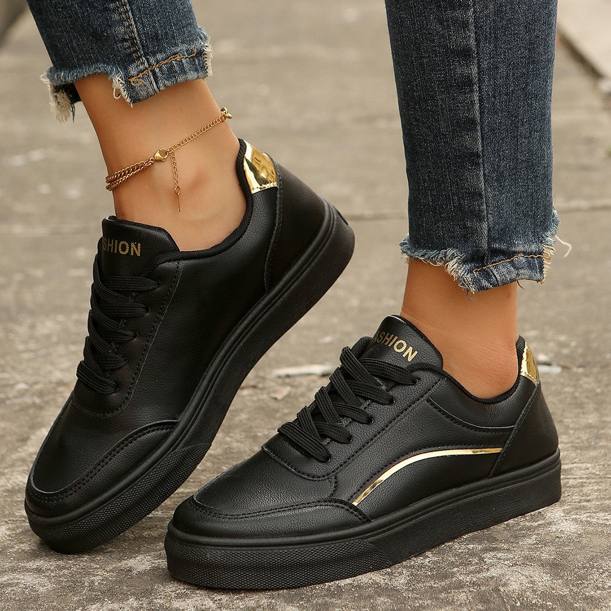 Women's Lace-Up Platform Sneakers, Round Toe - image 2