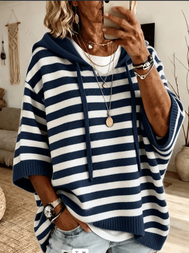 Womens Knitted New-Style Hooded Drawstring Sweater - image 7