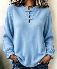 Women's Loose Knit Shirt with Stand Collar - image 6