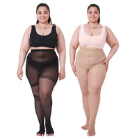 2 Pairs Womens 20D Ultra Toeless Sheer Tights Open Toe Control Top Plus Size Pantyhose - image 3