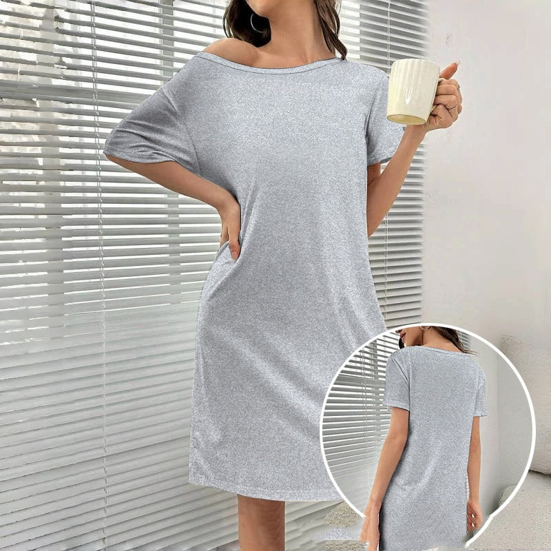 Spring And Summer Home Wear Comfort And Casual Loose Women's Nightdress Short Sleeve Pajamas - image 2