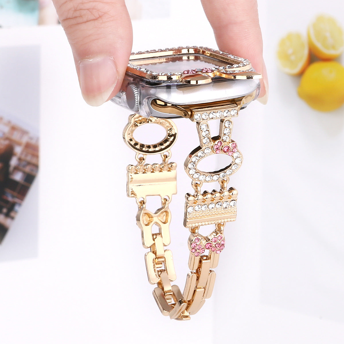 Rabbit Rhinestone Metal Band Compatible with Apple Watch - image 3