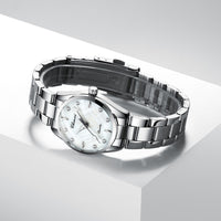 Mother-of-Pearl Dial Rhinestone Steel Watch - image 1