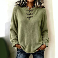Women's Loose Knit Shirt with Stand Collar - image 4
