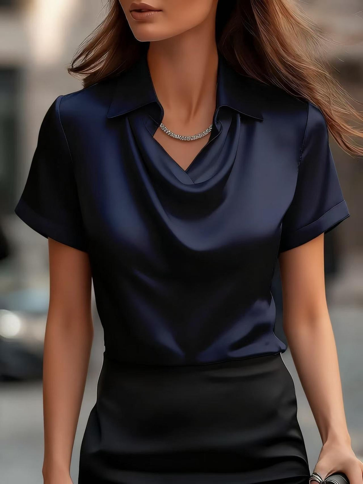 Simple Boat-neck Blouse For Women - image 11