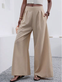 Solid Color Loose Wide Leg Elegant Pants With Pocket - image 8
