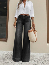 Vintage Washed Black Wide Leg Jeans - image 1