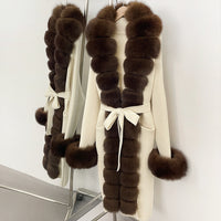 Long Knit Faux Fur Coat - image 8