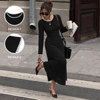 Ribbed Knit Round Neck Bodycon Midi Dress - image 2