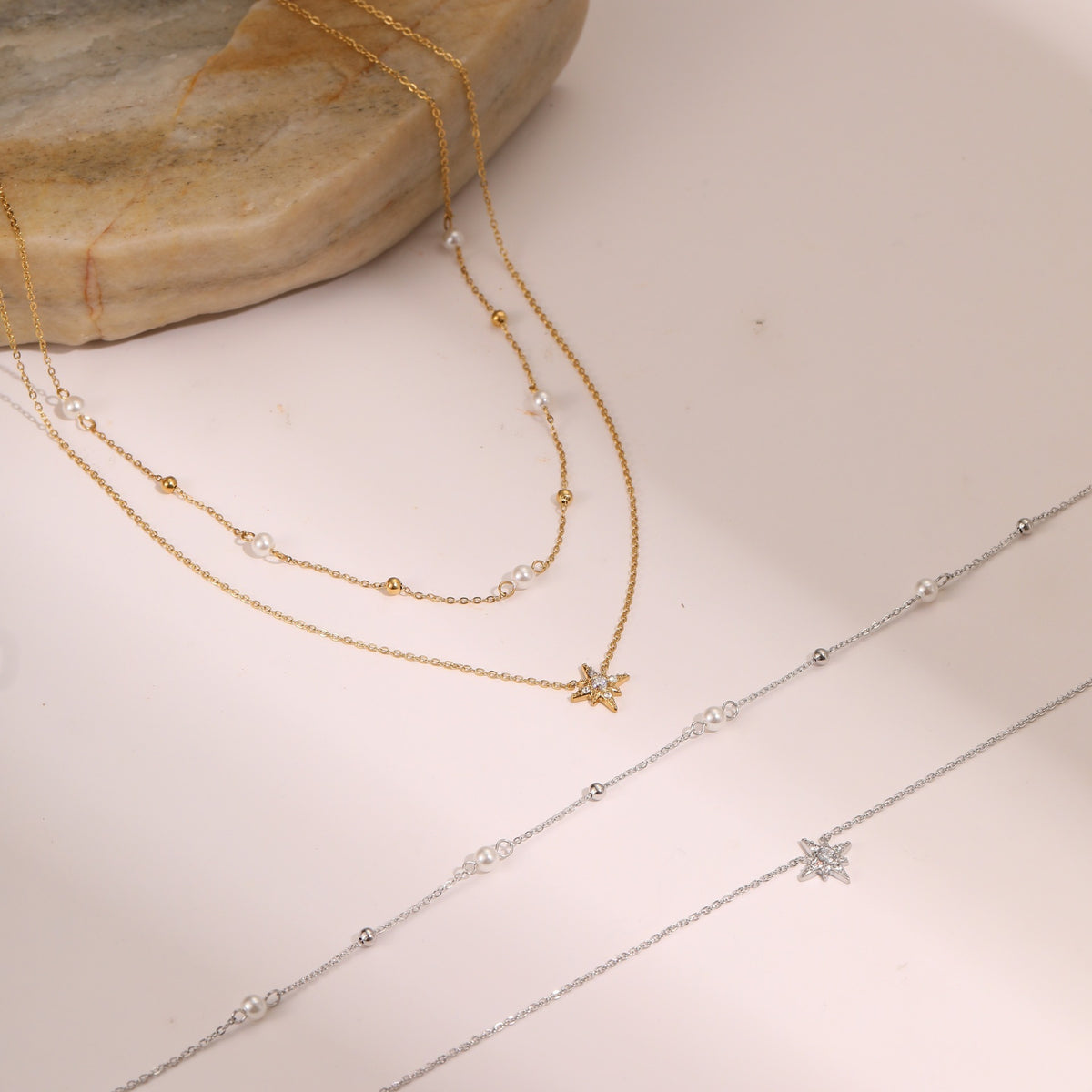 Layered Star & Pearl Necklace - image 4