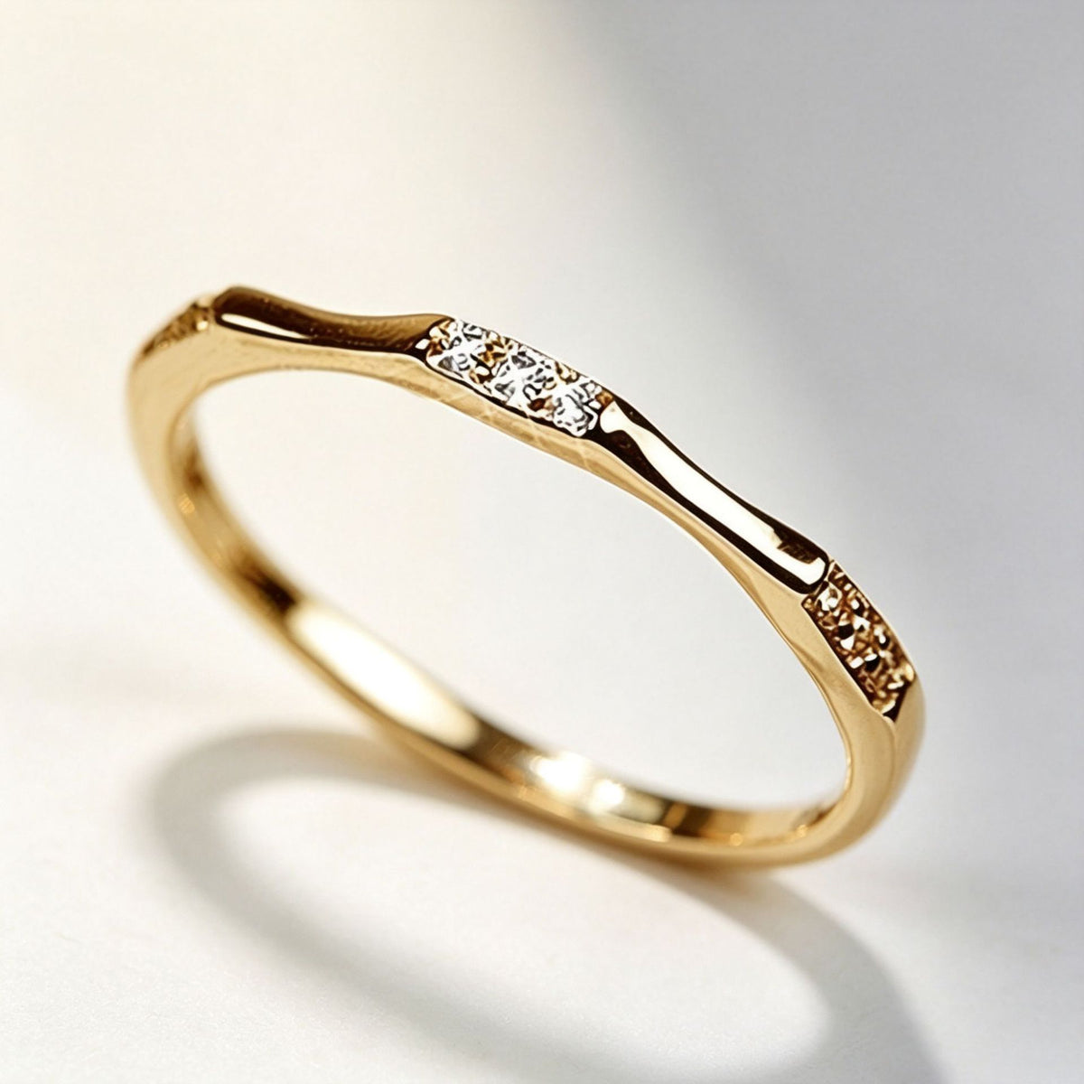 Ultra-Thin Bamboo Rhinestone Ring