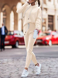 Hoodie With Drawstrings High Waist Trousers Casual Sweatshirt Two-piece Suit - image 9