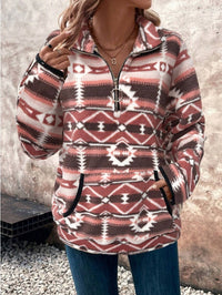 Women's Half-Zip Sweatshirt,Long Sleeve Tops - image 4