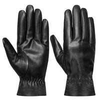 Guantes negros de cuero sintético forrados, cortavientos - image 6