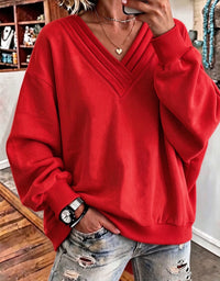 Women's Loose V-Neck Brushed Hoodie - image 10