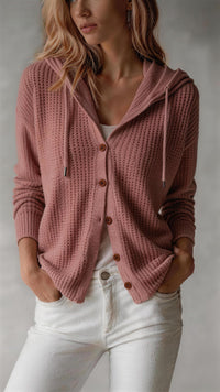 Hooded Knitted Cardigan Womens Loose-Fit Coat - image 8