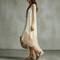 Women's Mesh Asymmetrical Flowy Dress - image 4