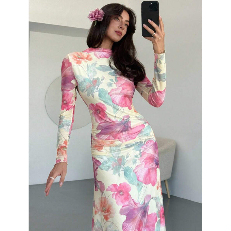 Floral Tulle Long Sleeve Maxi Dress - image 6