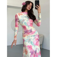 Floral Tulle Long Sleeve Maxi Dress - image 6