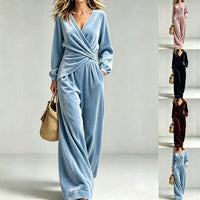 Women's Asymmetrical Velvet Pants Set - image 1