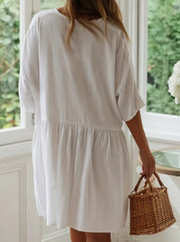 Vestido salida de baño con botones, escote en V y bolsillo - image 4