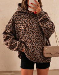 Women's Leopard Print Fleece-Lined Hoodie - image 4