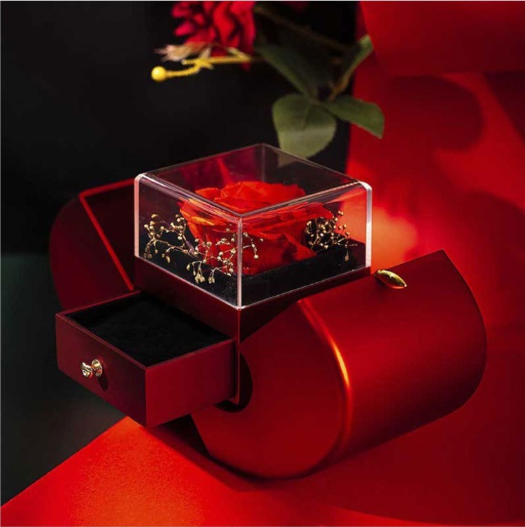 Caja de regalo para joyería de rosa de manzana roja - image 2