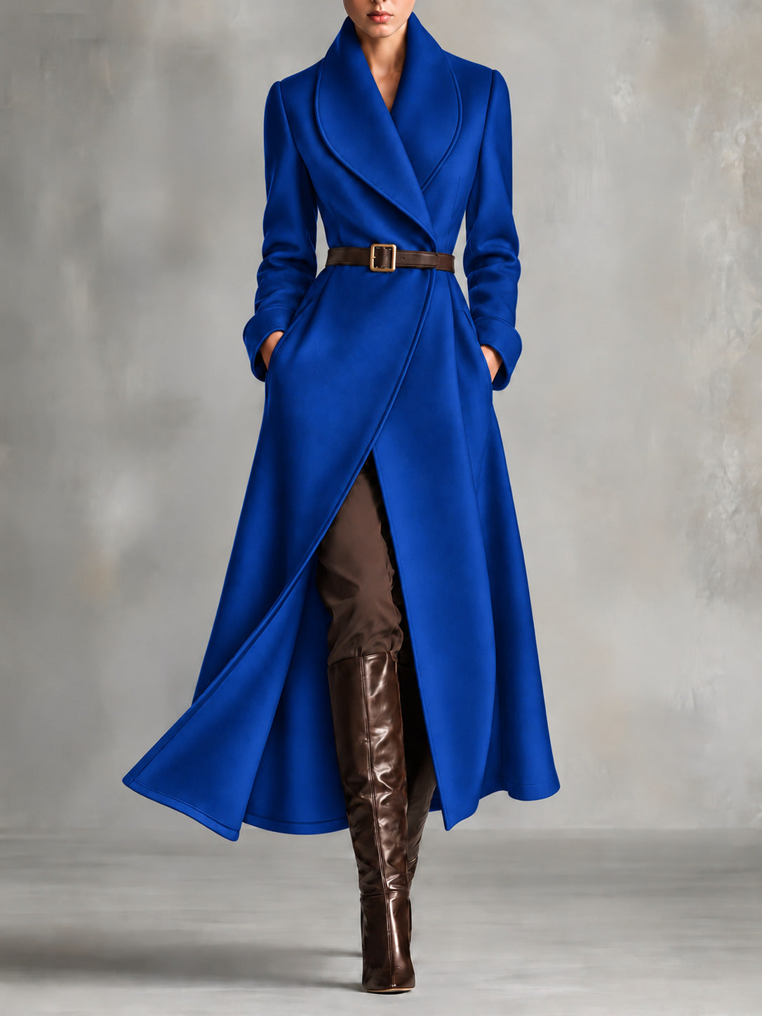 Women's Long Wrap Cape Collar Coat - image 10