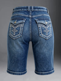 Bermudas de mezclilla elástica de tiro alto - image 3