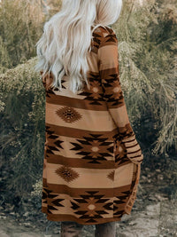 Women's Sweater - Multicolor Geometric Color Block Open Front Long Cardigan - image 6