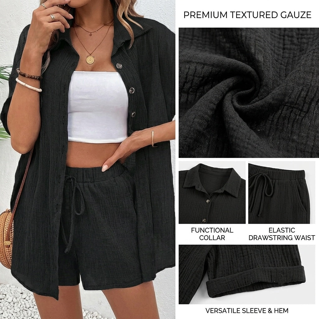 Women's Button Top & Lace-Up Pants Set - image 10