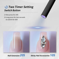 UV Light For Gel Nails, Mini U V LED Nail Lamp Handheld With Stand, Portable Nail Dryer Rechargeable USB Cordless For Fast Drying, Black - image 4