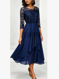 Chiffon Three-Quarter Sleeve Asymmetric Hem Dress - image 3