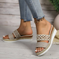 Plus Size Rope Bottom Platform Peep Toe Sandals For Women - image 2