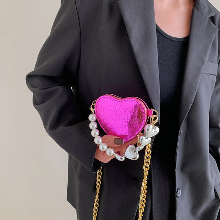 Mini Pearl Heart Chain Bag