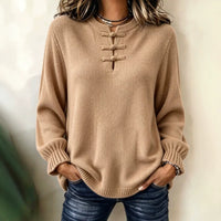 Women's Loose Knit Shirt with Stand Collar - image 2