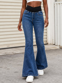 Women's Mid Rise Stretch Waist Flare Jeans - image 1