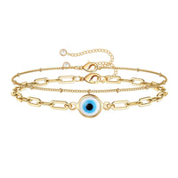 Dainty 14K Gold Filled Evil Eye Layered Bracelet - image 1