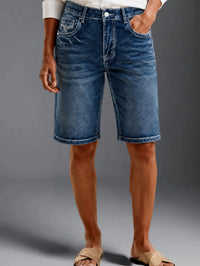Bermudas de mezclilla elástica de tiro alto - image 1